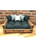 Luxury wooden bed with soft cushion 
